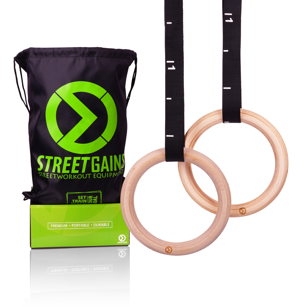 2Stk Turnringe Holz Gymnastikringe Gym Ringe Sportringe Crossfit 28/32mm M3V4 